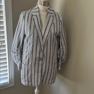 Max Studio Navy and White Striped Jacket